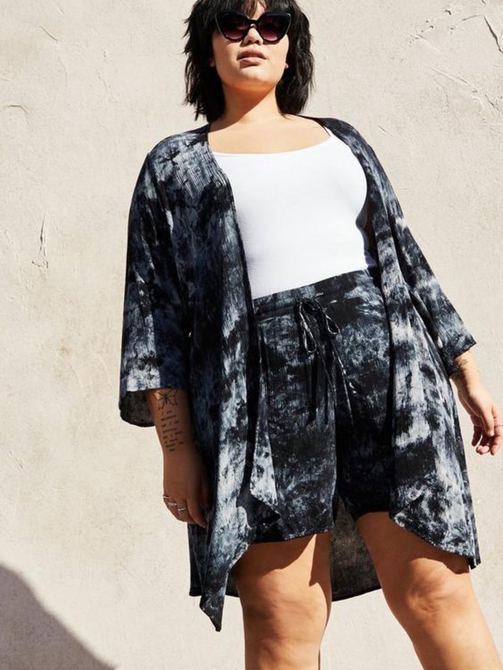Torrid Black Tie-Dye Gauze Kimono | 0X